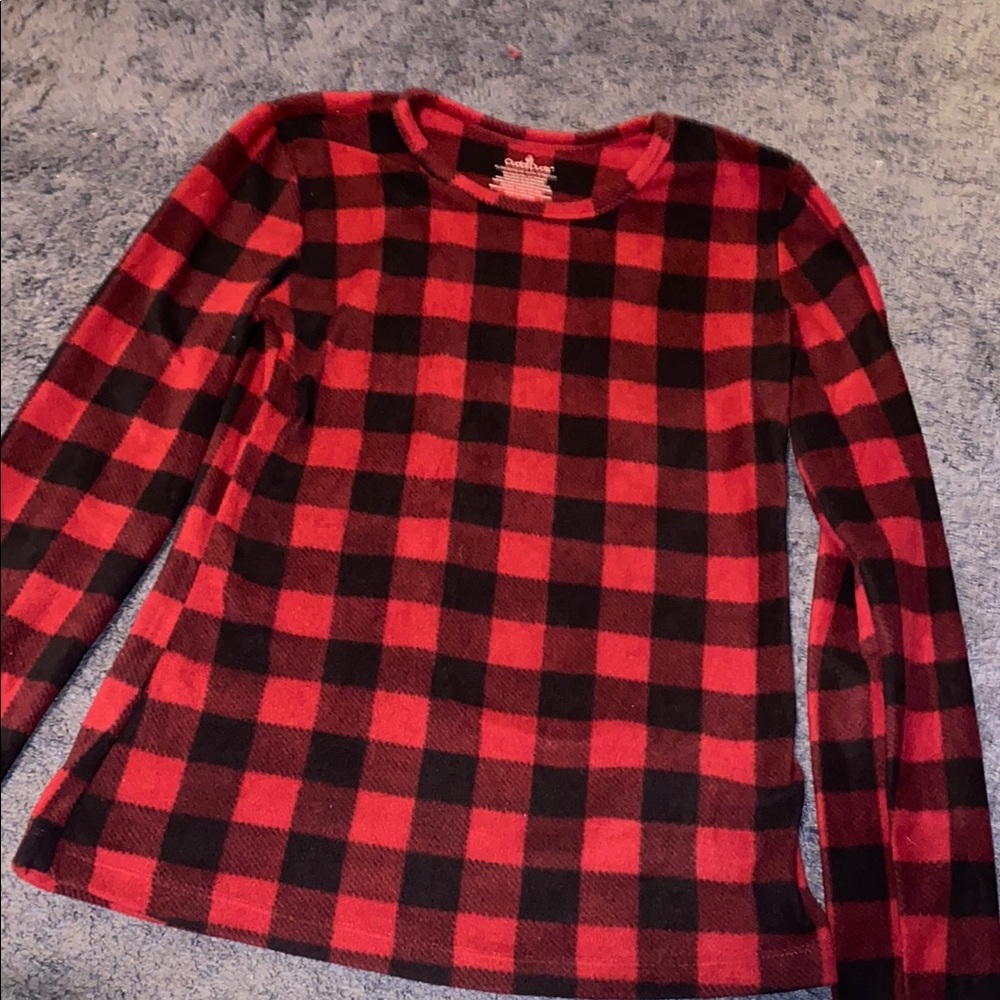Cuddl Duds Red and Black Buffalo Plaid Pajama Top